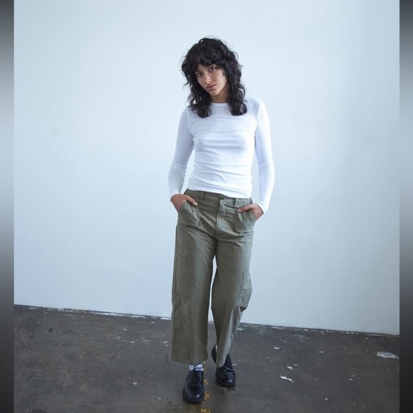 AGOLDE Daria Utility Pant Wide Leg Green Sz 26 - Picture 2 of 8